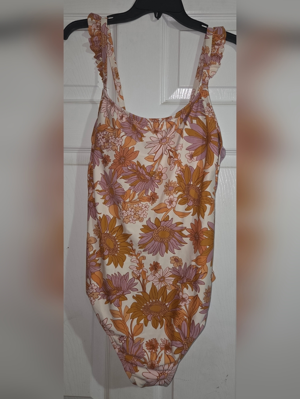 Women's Kona Sol Mauve-Pink & Gold Floral One Piece Swin Suit With Shelf Bra